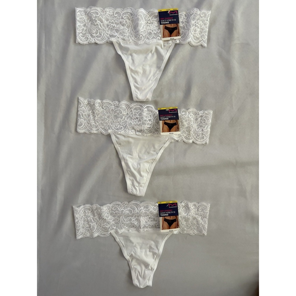 NEW Maidenform Luxurious Lace Thong Size Medium DMESLT 3 Pair Maidenform Thong